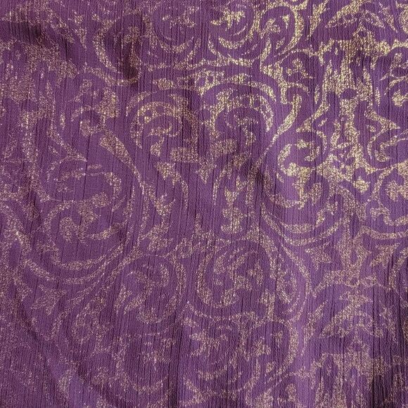 Cache Metallic Cold Shoulder Blouse Purple Gold Size Medium - Picture 7 of 16